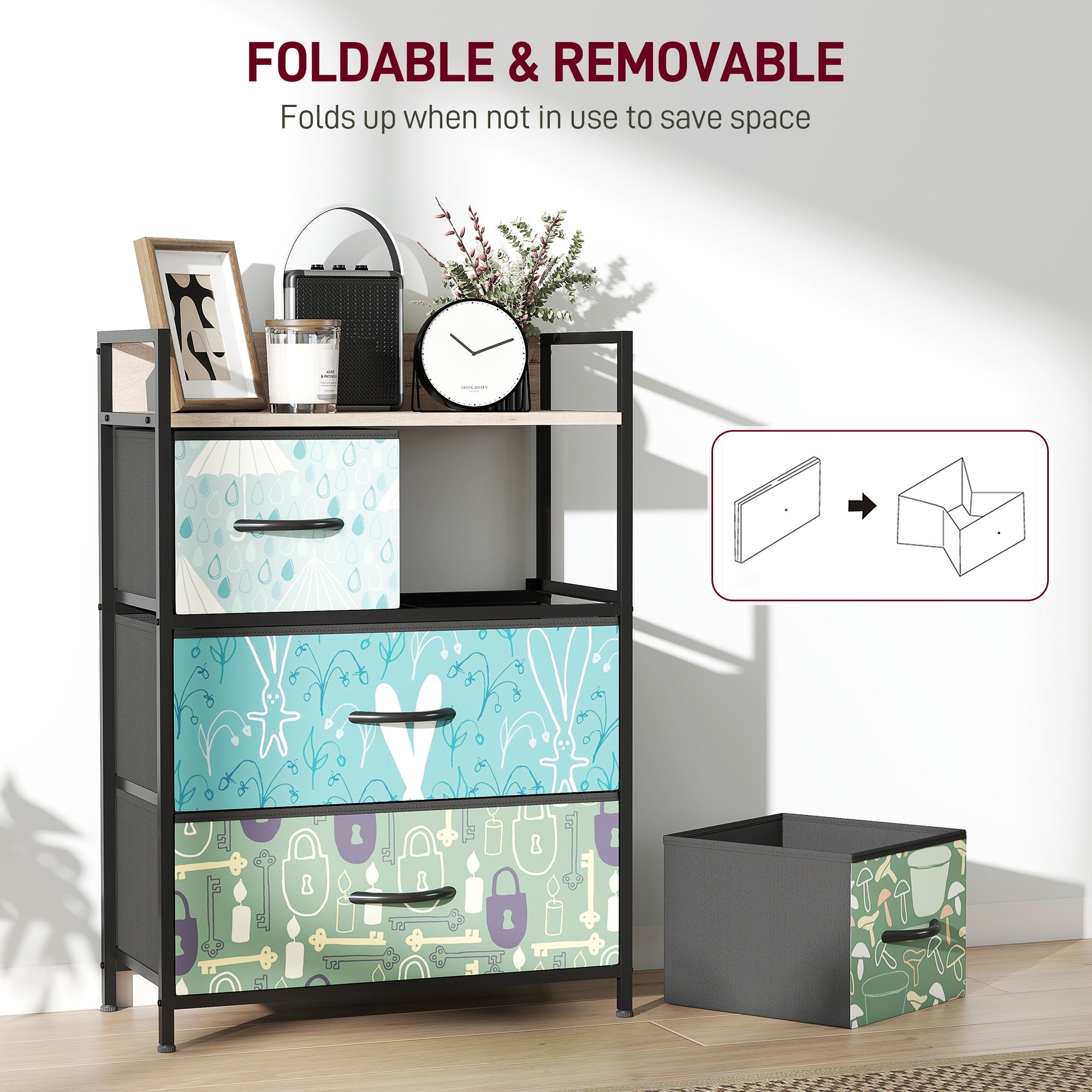 HOMCOM 4-Drawer Chest of Drawers - Blue