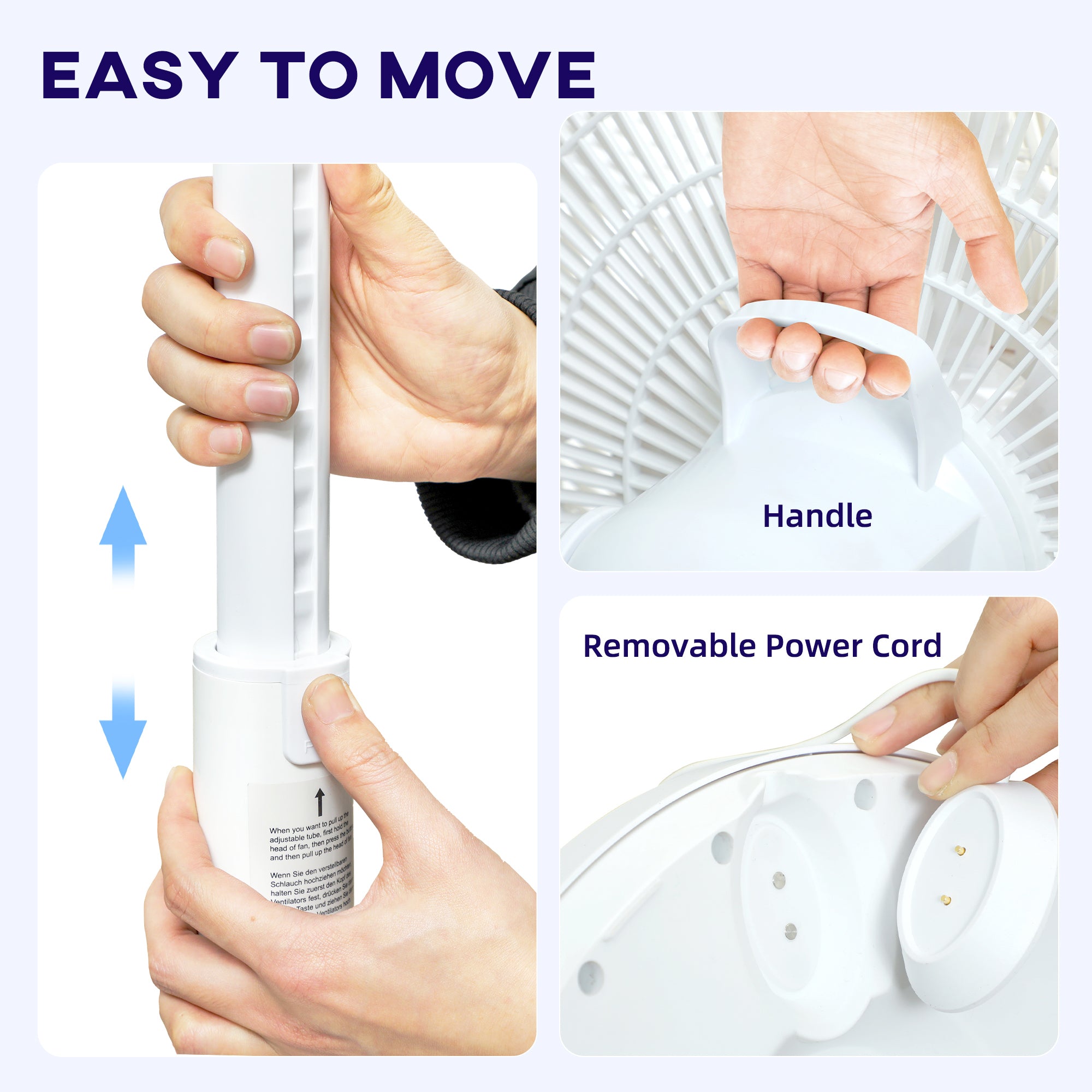 HOMCOM Pedestal Fan with Oscillating, Tilt, Adjustable Height, White