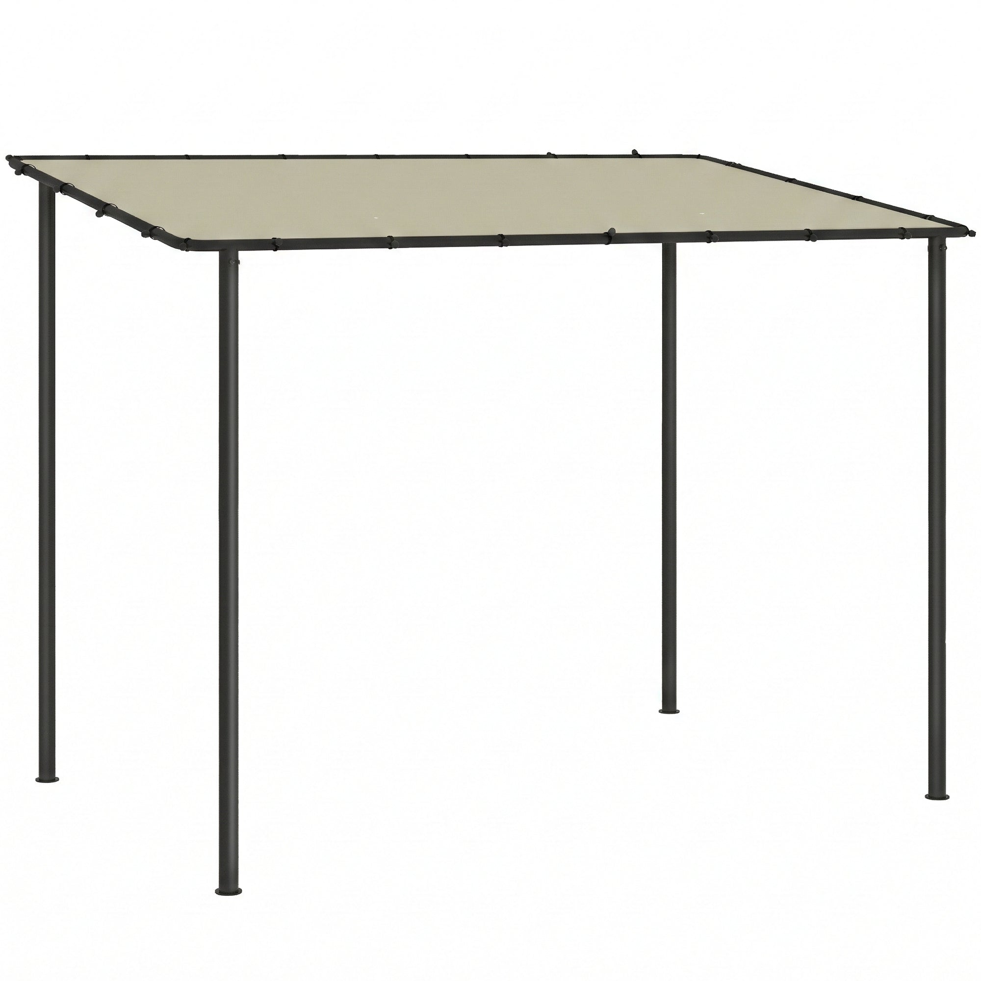 Outsunny 3 x 2 m Lean to Garden Pergola, Metal Frame Gazebo Pergola with UPF30+ Protection, Sloped Roof, Drainage Holes, Cream