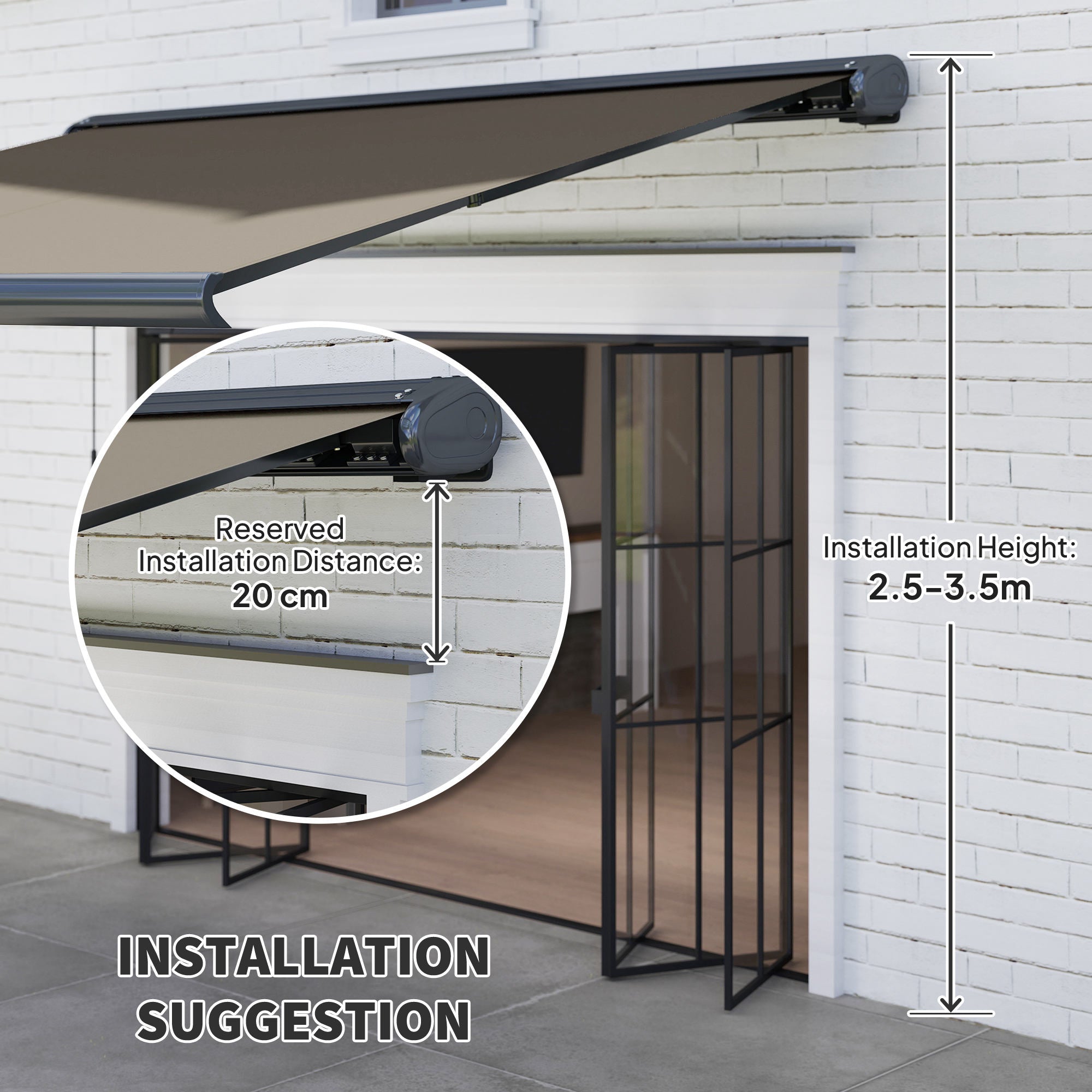 Outsunny 4 x 3(m) Full Cassette Electric Awning with Remote Controller, Aluminium Frame DIY Retractable Garden Awning, UPF50+ Sun Shade Canopy for Deck Door Window, Light Grey