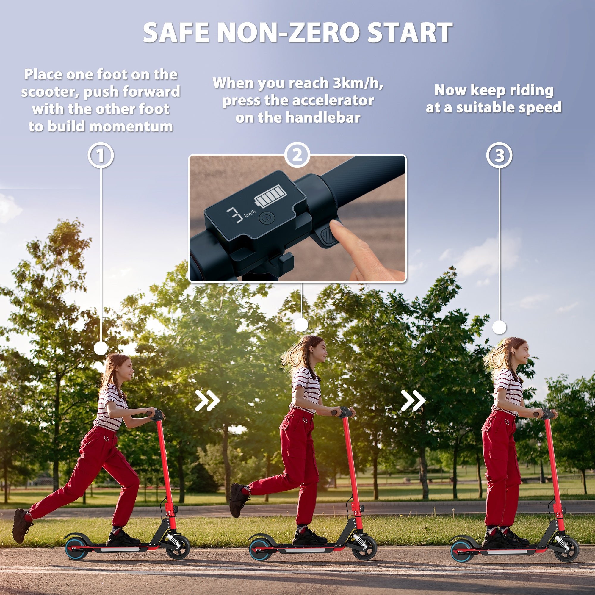 SPORTNOW Folding Electric Scooter for Kids, with Dual Brakes, Front Suspension, LED Colourful Lights, Red