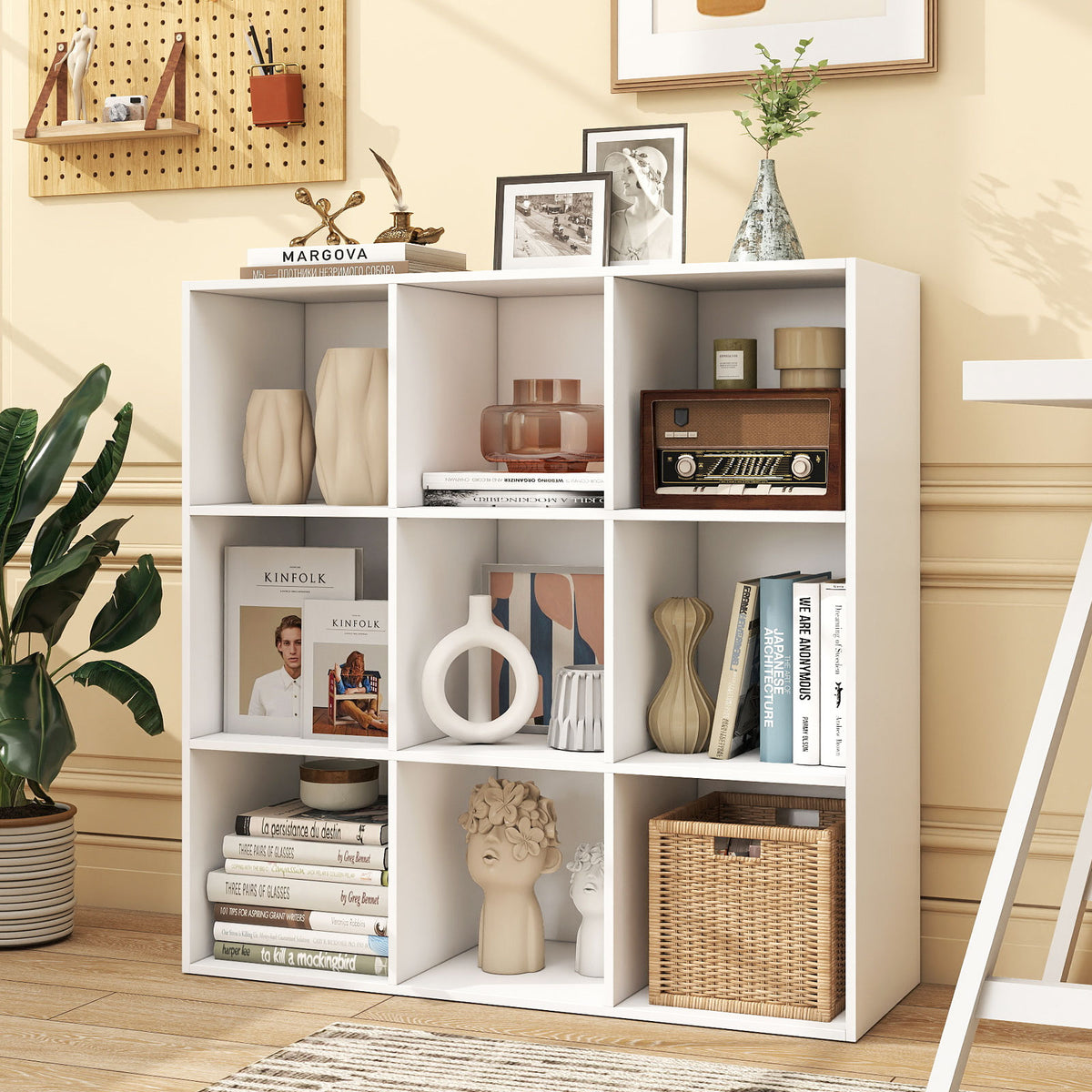 9-Cube Book Shelf Wooden Bookshelf Modern Bookcase Storage Organizer