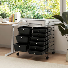 9-Drawer Rolling Storage Cart Tools Scrapbook Paper Organizer-Black