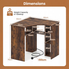 90-degree Triangle Computer Desk with Open Storage Shelves-Rustic Brown
