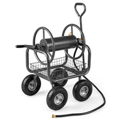 90 m of 16 mm Large Capacity Garden Hose Reel Cart-Grey