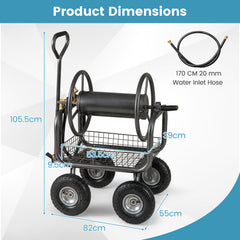90 m of 16 mm Large Capacity Garden Hose Reel Cart-Grey
