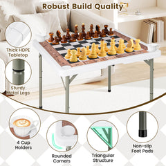 90 CM Folding Chess Table with Removable Table Mat