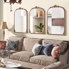 90 x 61cm Antiqued Gold Wall Mirror with Baroque Ornate Frame-M