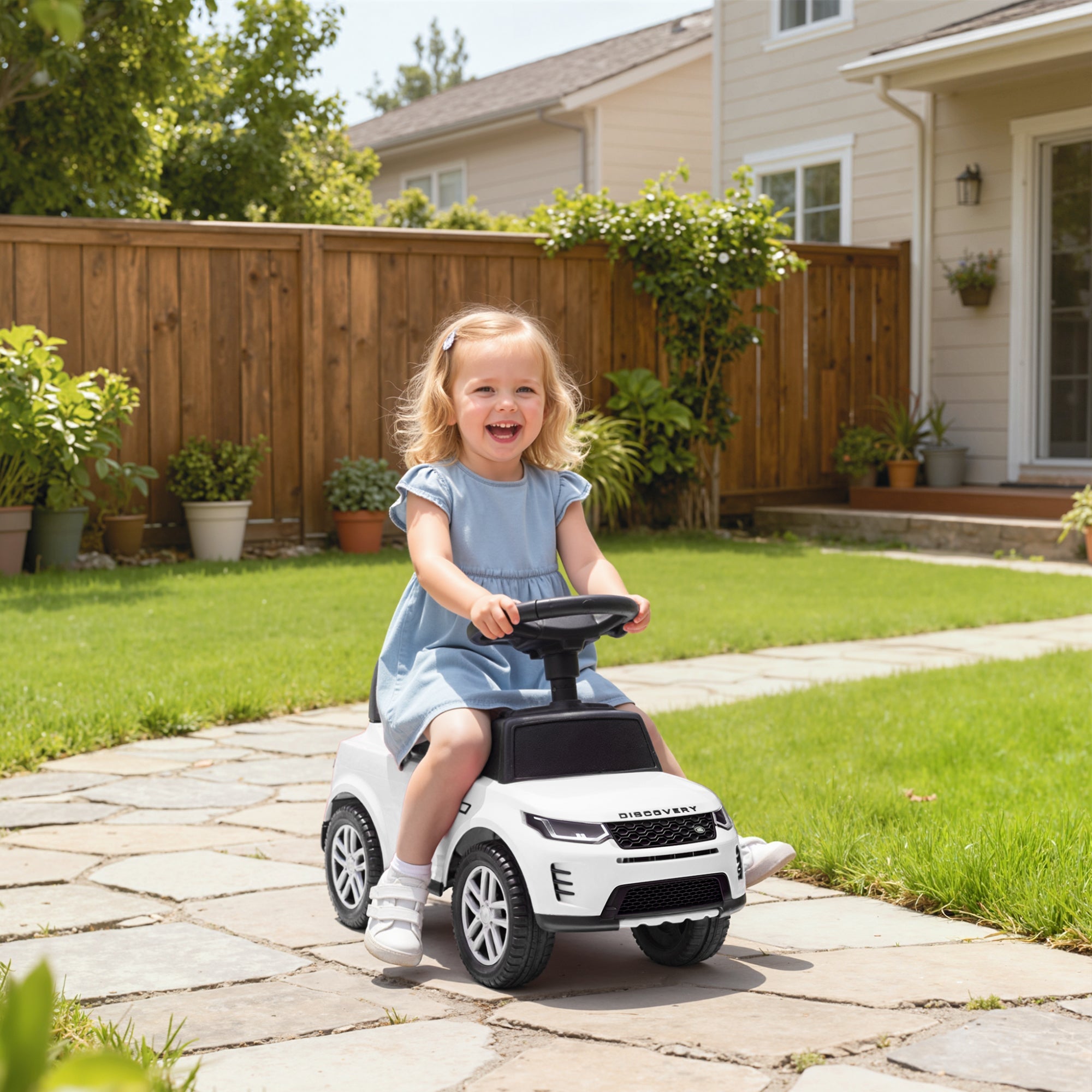 AIYAPLAY Land Rover Licensed Toddler Ride on Car with Horn, Engine Sounds, Under-Seat Storage, for 18-36 Months, White