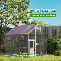 PawHut Large Walk In Chicken Run with Waterproof & Anti-UV Cover, for 6-8 Chickens, for Garden, Farm, 5.5' x 6' x 6'