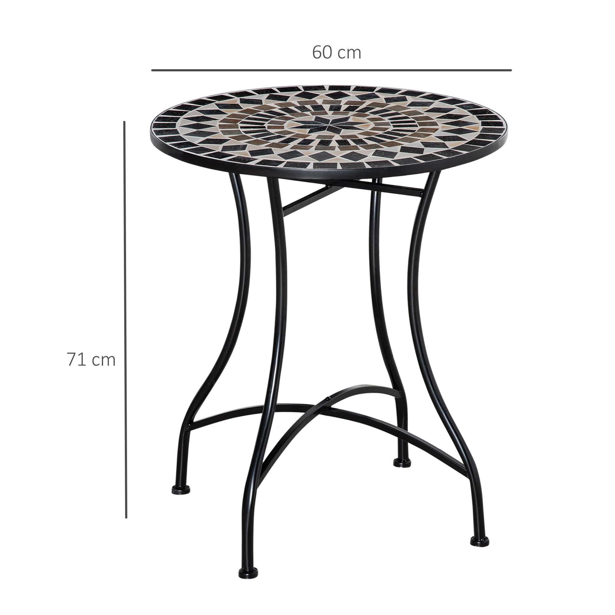 Outsunny 60cm Mosaic Outdoor Patio Table - Black