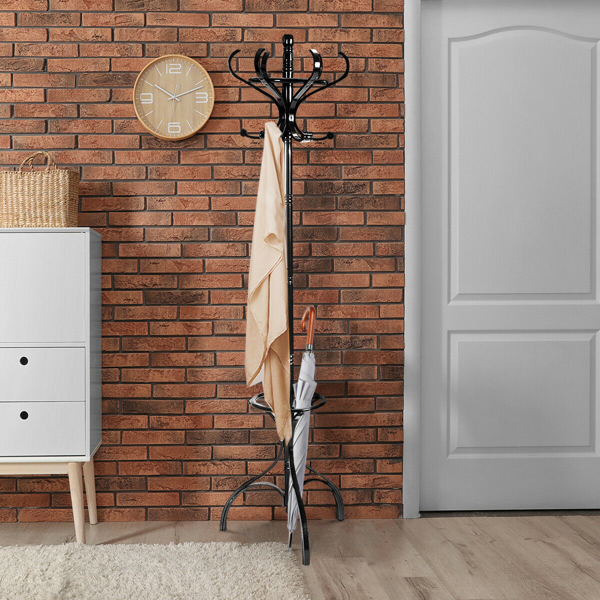 Wooden Coat and Hat Stand-Black