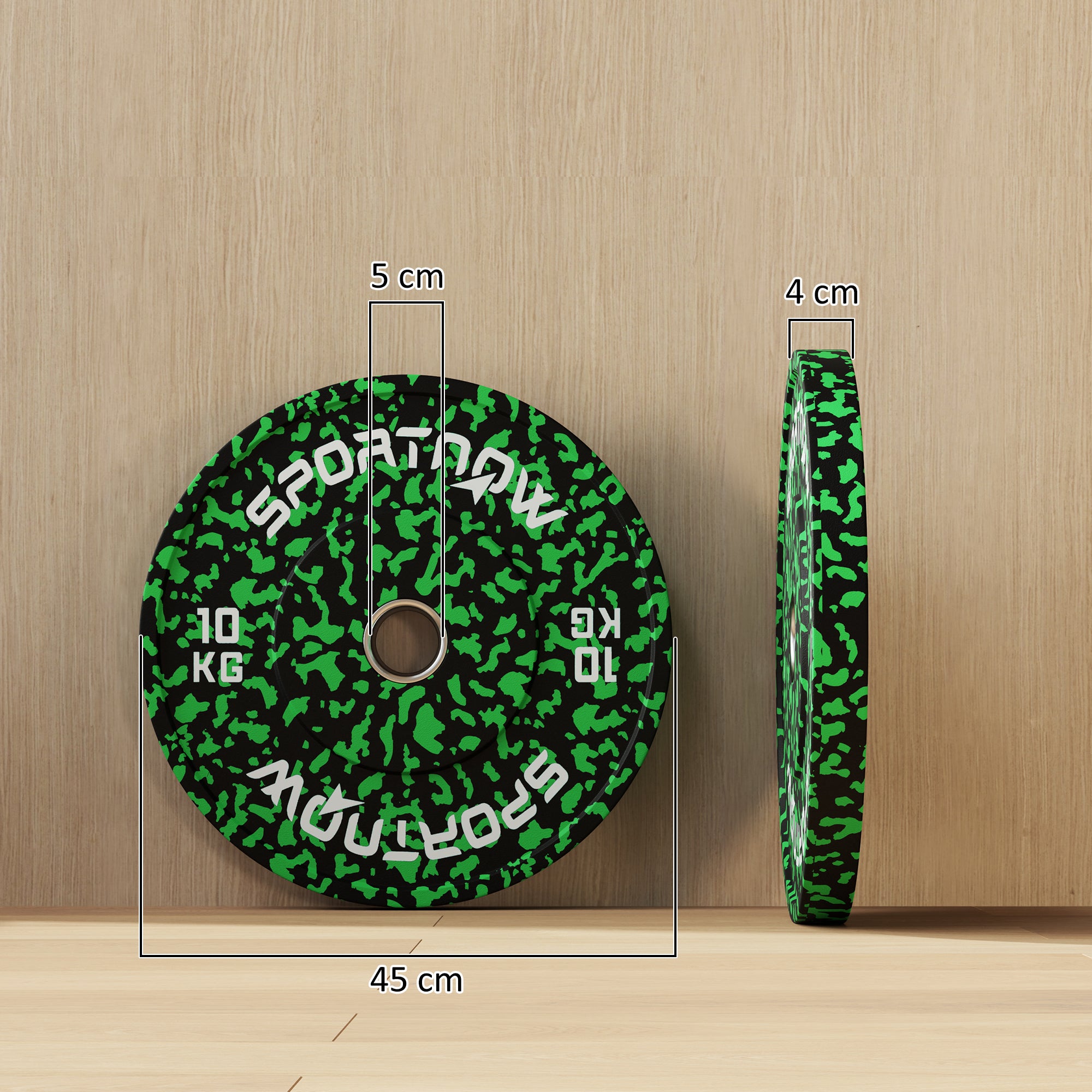 SPORTNOW Olympic Weight Plates with 5cm Holes, for Weight Lifting, 2 x 10kg