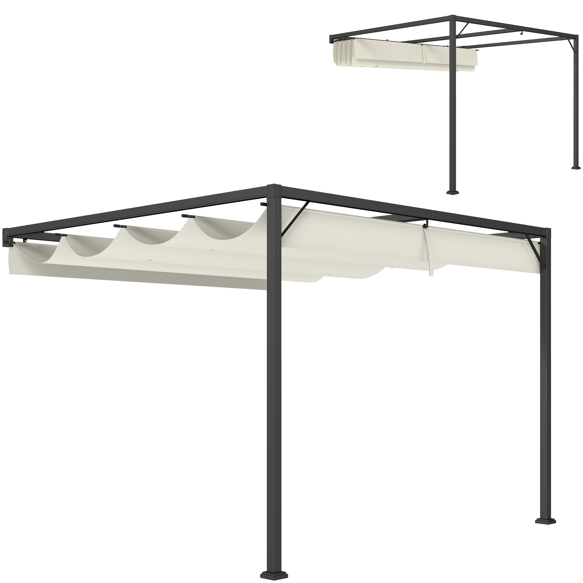 Outsunny 3 x 3 m Pergola, with Sliding Canopy - Cream White