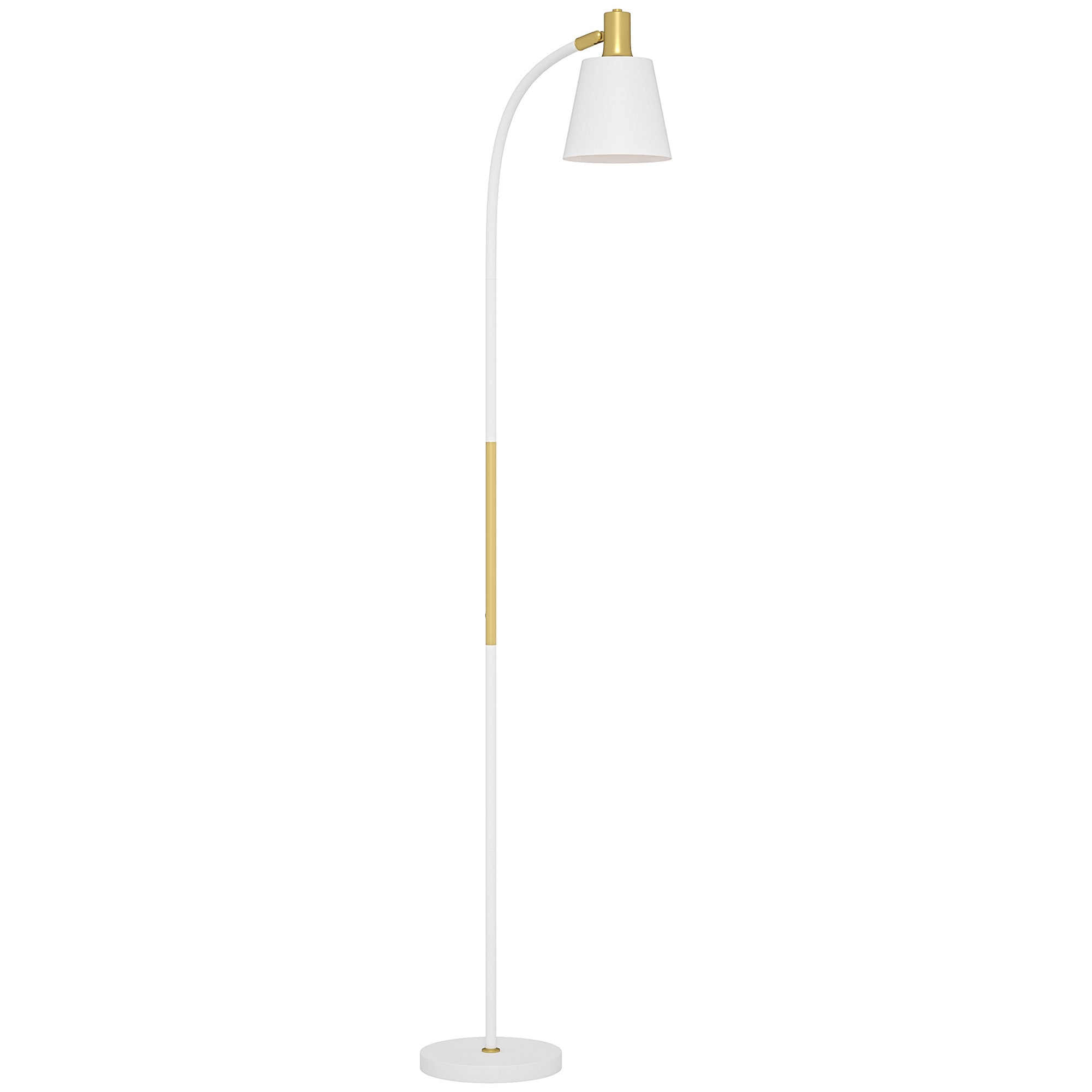 HOMCOM Floor Lamp for Living Room, Spotlight Reading Standing Lamp with Adjustable Height, Rocker on/off Switch, Indoor Task Lighting for Bedroom, Office, White (Bulb not Included)