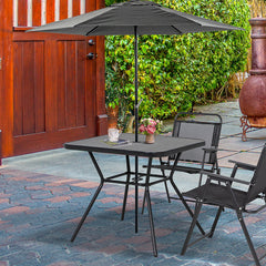 Outsunny Square Outdoor Table, Patio Bistro Coffee Table with Faux-marbled Top and 42mm Umbrella Hole for Garden