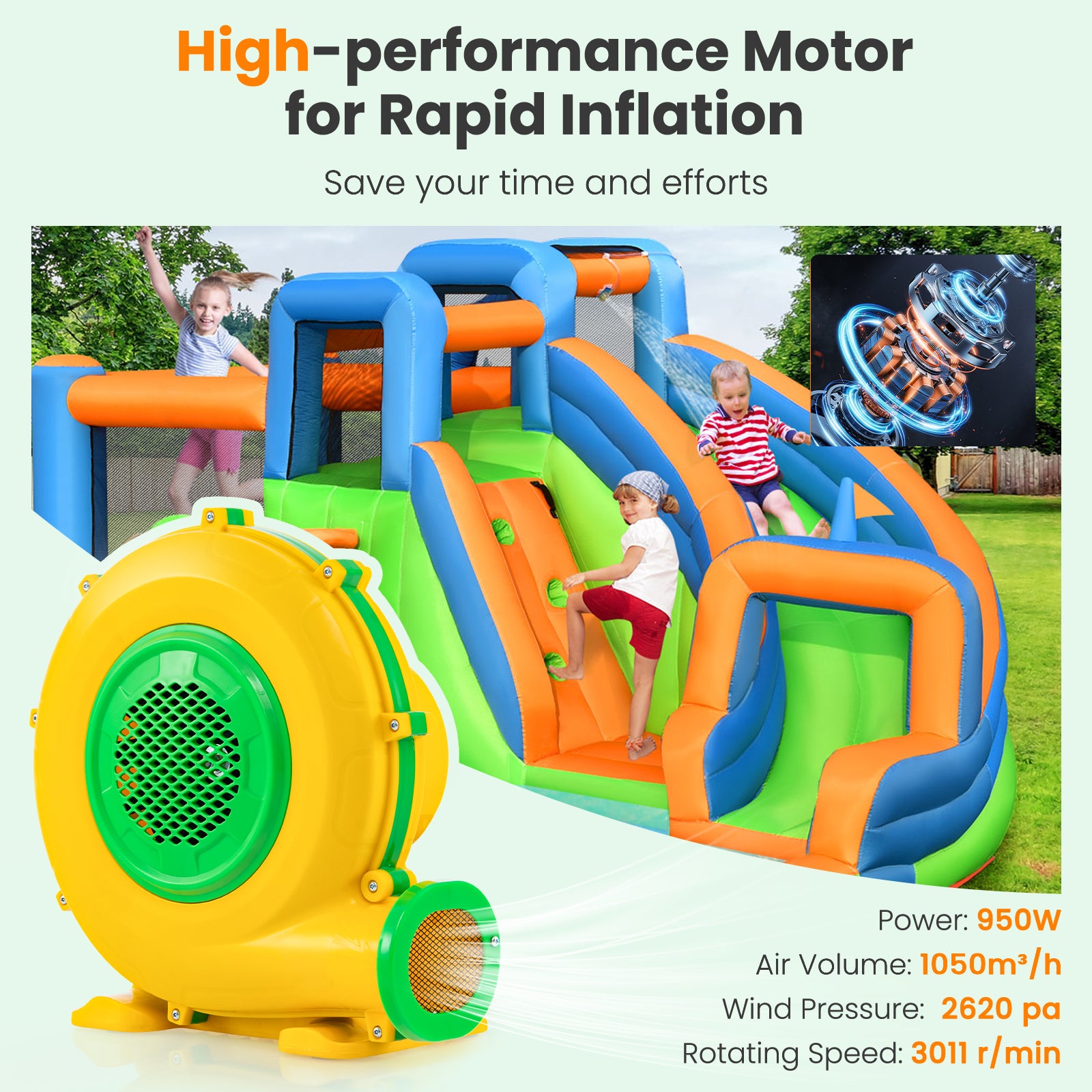 950W Inflatable Blower Air Blower for Bounce House-950W