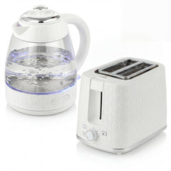 HOMCOM Kettle and Toaster Set, 1.7L 3000W Rapid Kettle with Limescale Filter, 2 Slice Toaster with 7 Browning Controls, Cream