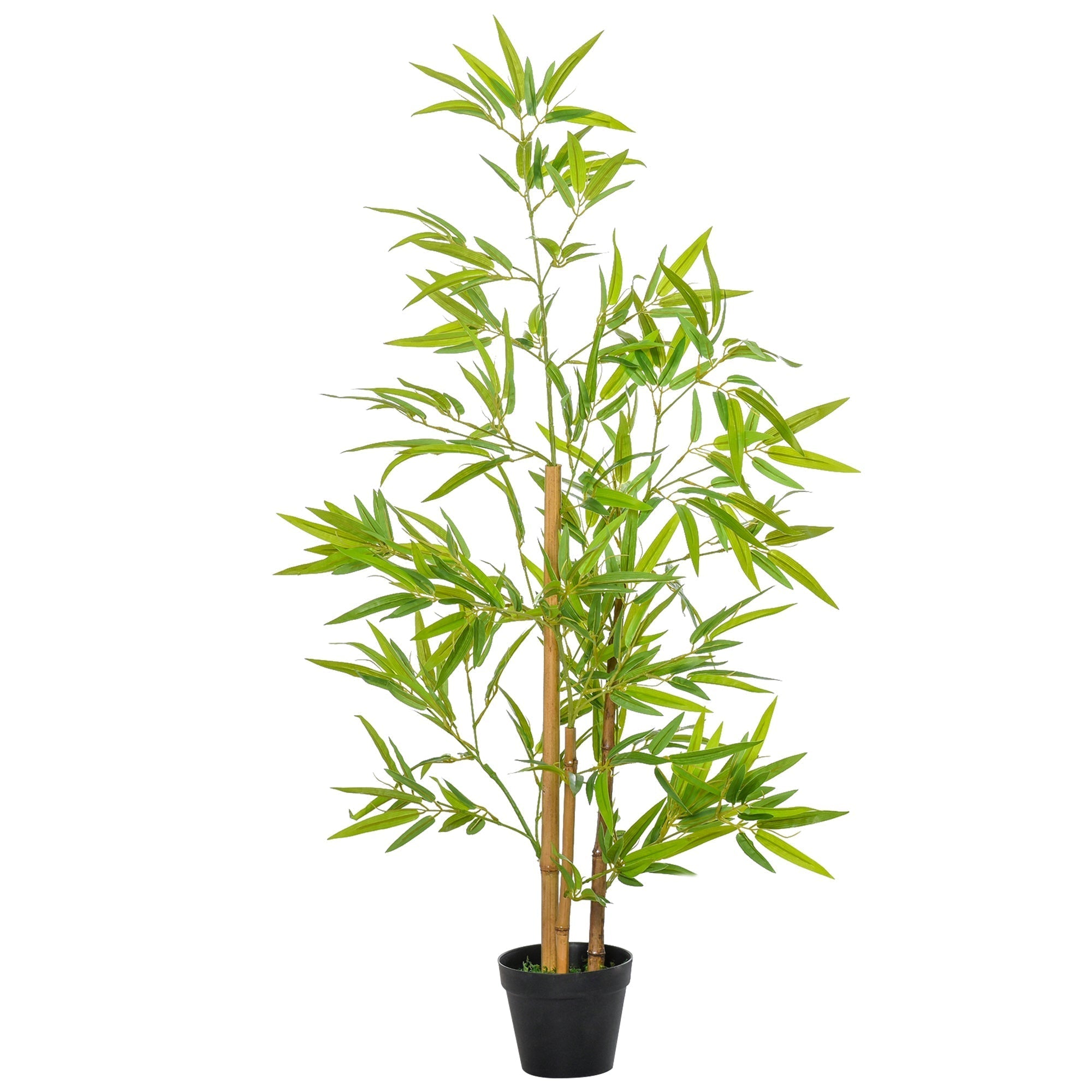Outsunny Artificial Ficus Tree, with Weighted Plant Pot - Green