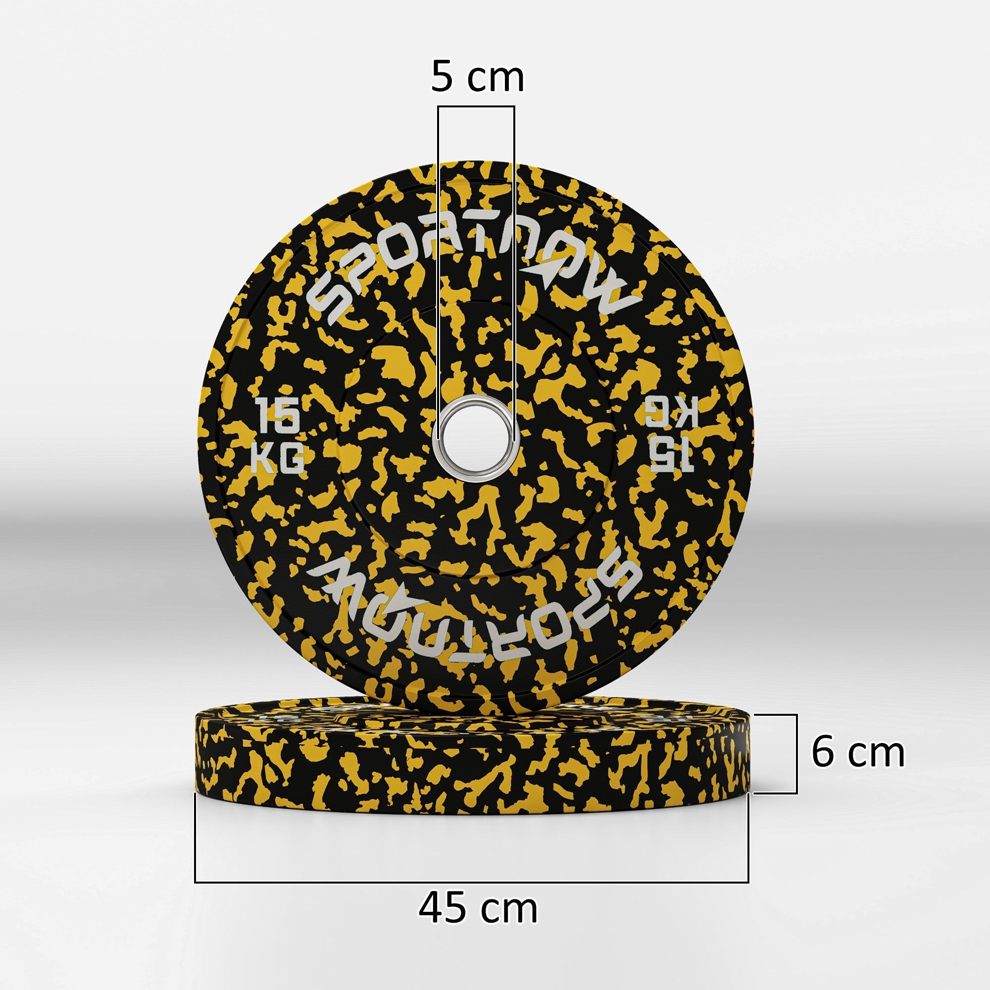 SPORTNOW Olympic Weight Plates with 5cm Holes, for Weight Lifting, 2 x 15KG