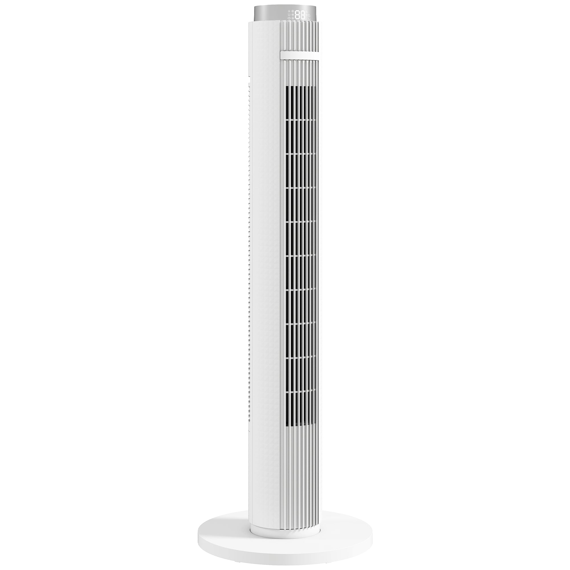 HOMCOM 96 cm Tower Fan with WiFi App Control, Standing Floor Fan with 3 Speed 4 Modes, 12 Hour Timer and Night Light White