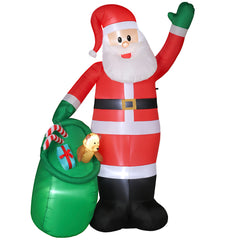 Outsunny 9ft/275 cm Christmas Inflatable Santa with Bear Sack, Giant Christmas Blow Up Decoration with Built-in LED Lights for Garden, Indoor Outdoor Home Decor