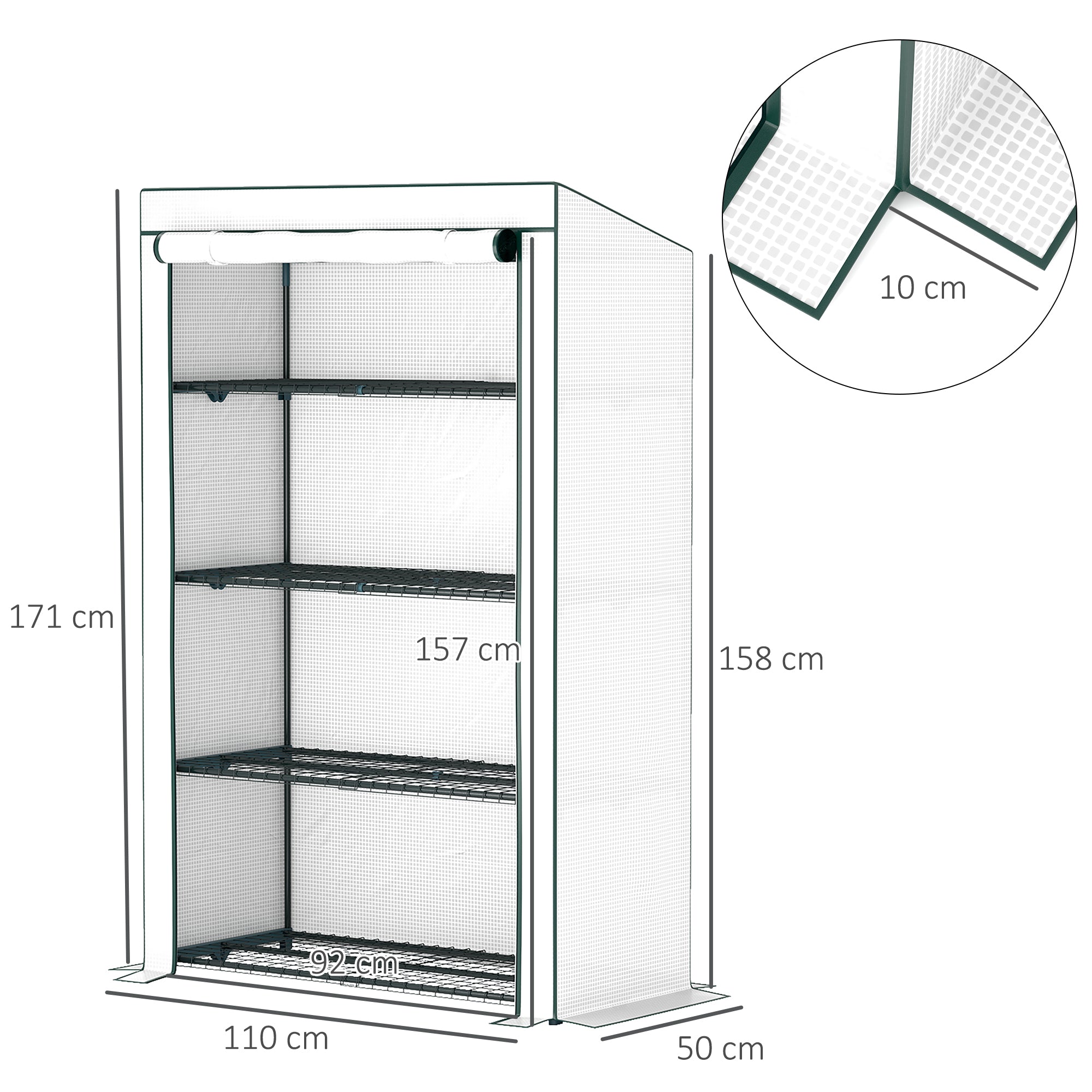 Outsunny Four-Tier Mini Greenhouse - Green/White