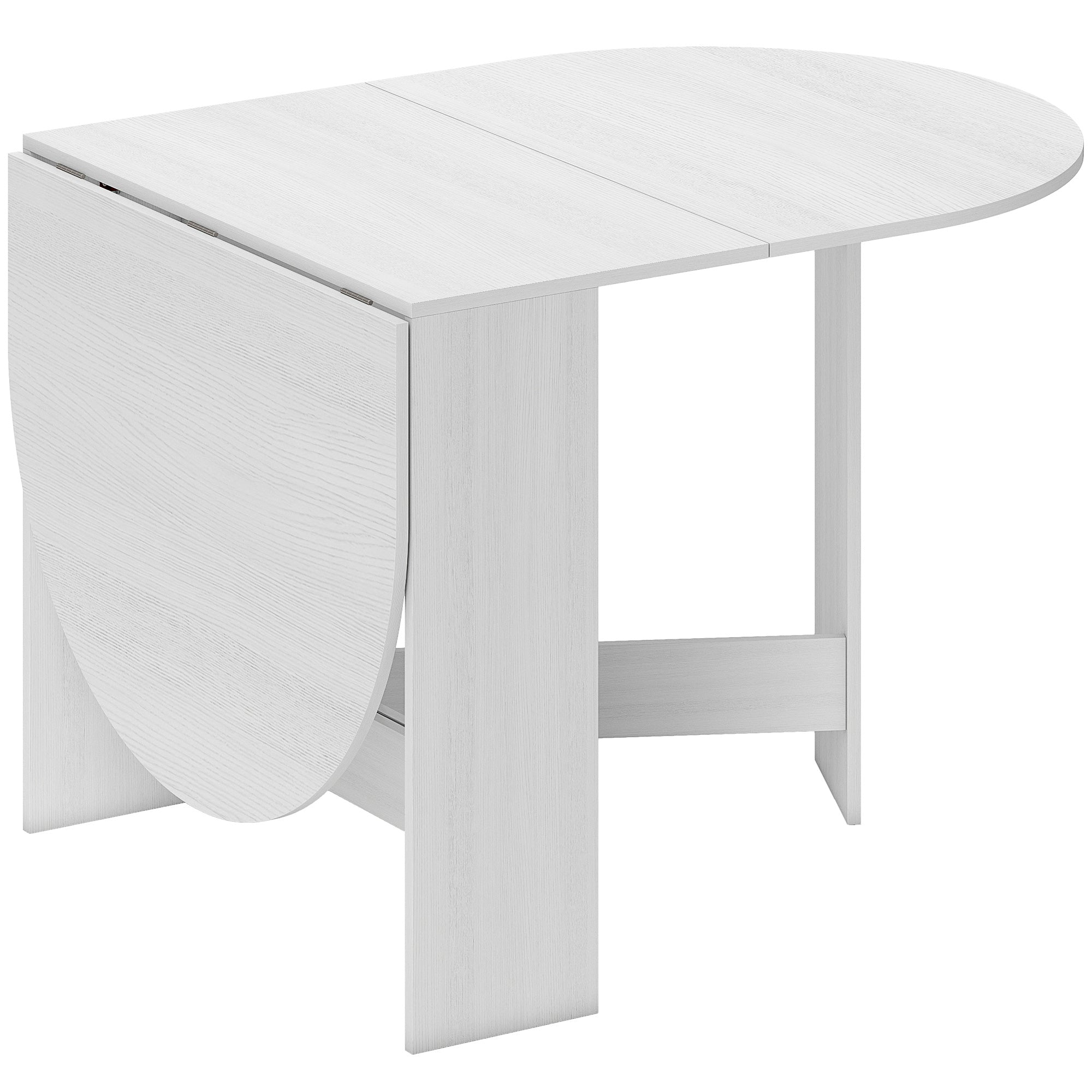 HOMCOM Folding Dining Table, Drop Leaf Table for Small Spaces, Oval Tabletop for Dining Room, Ash Wood-Effect
