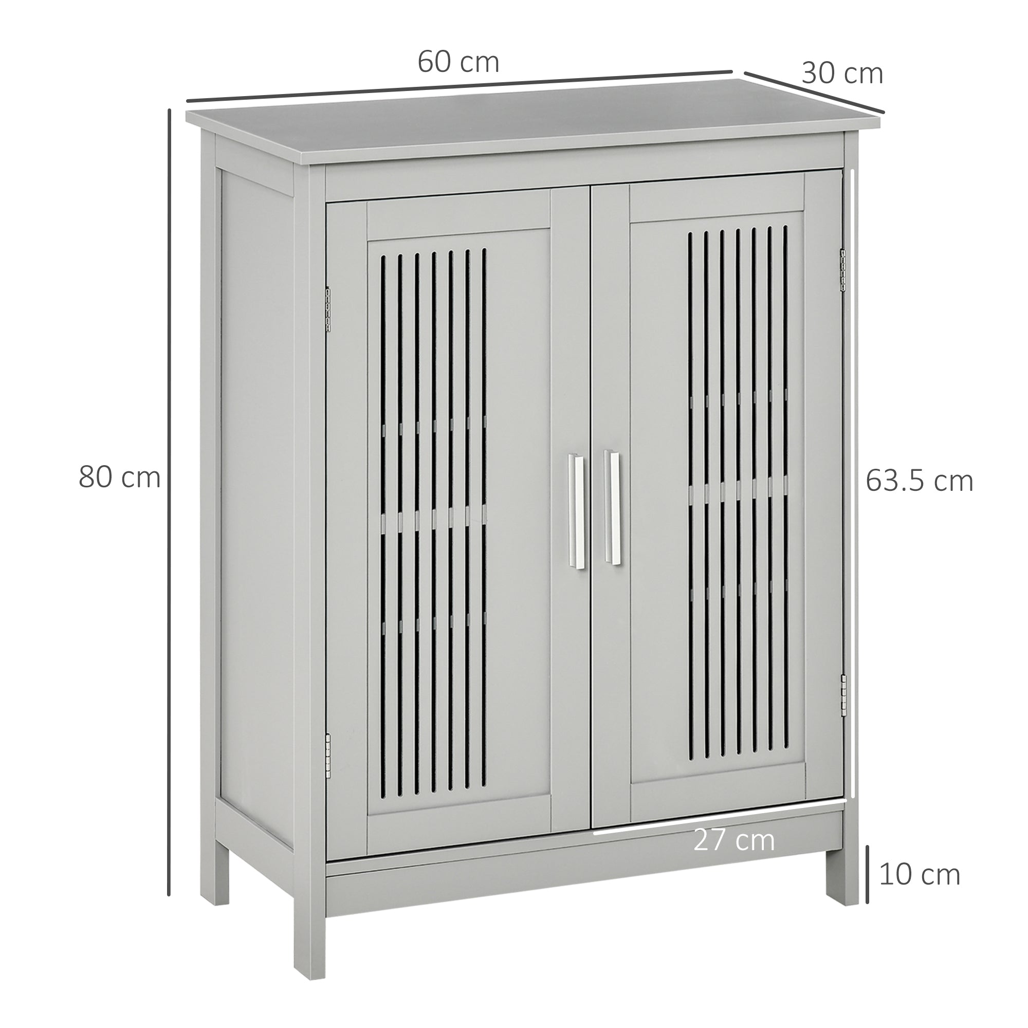 kleankin Modern Bathroom Floor Cabinet - Grey