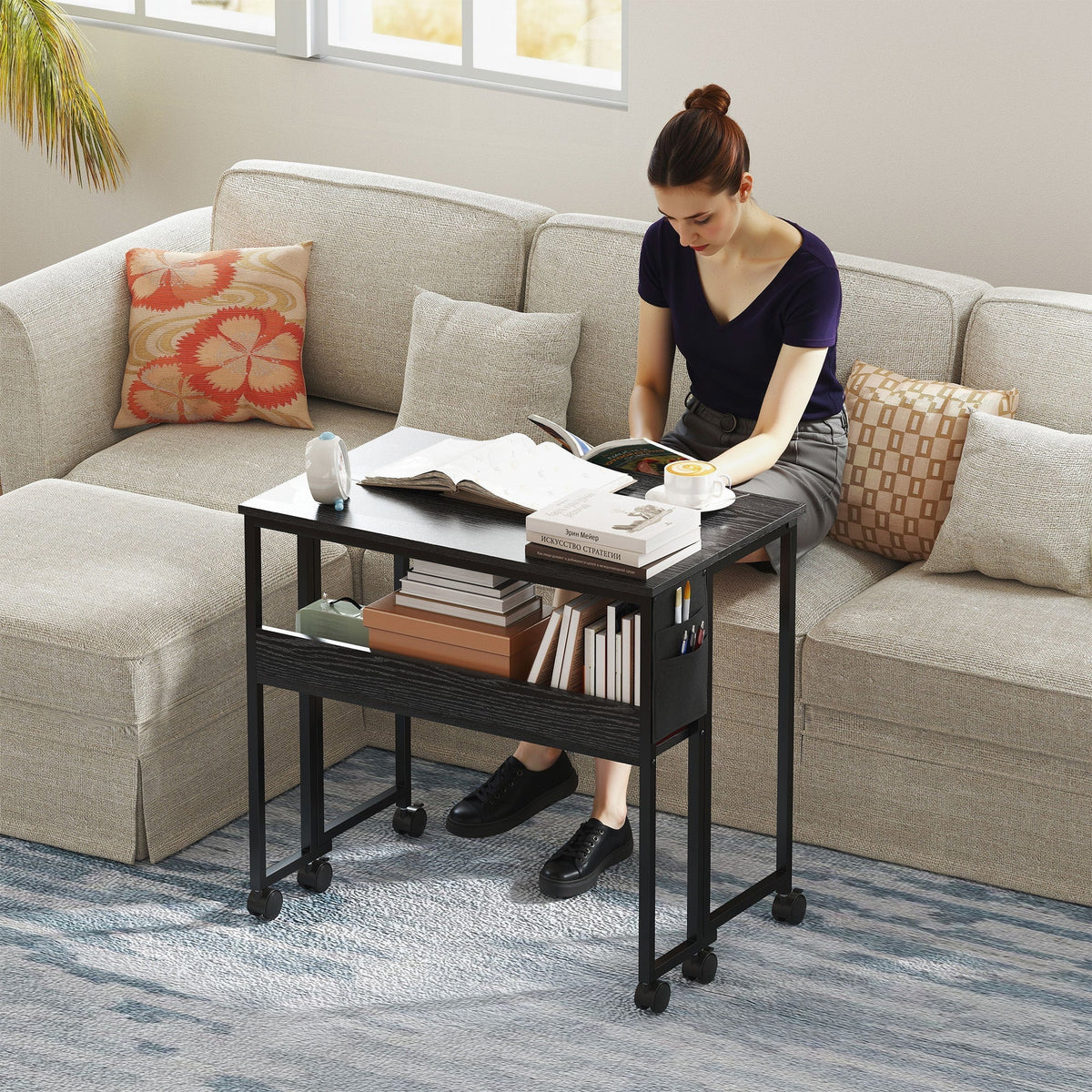 HOMCOM 80 cm Drop Leaf Writing Work Desk - Black