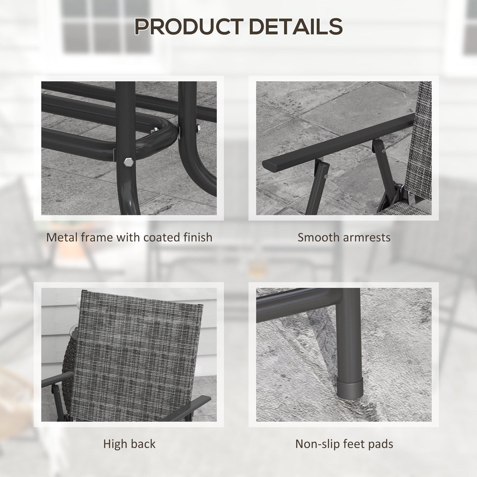 Outsunny Four-Piece Metal Garden Sofa Set - Mixed Grey