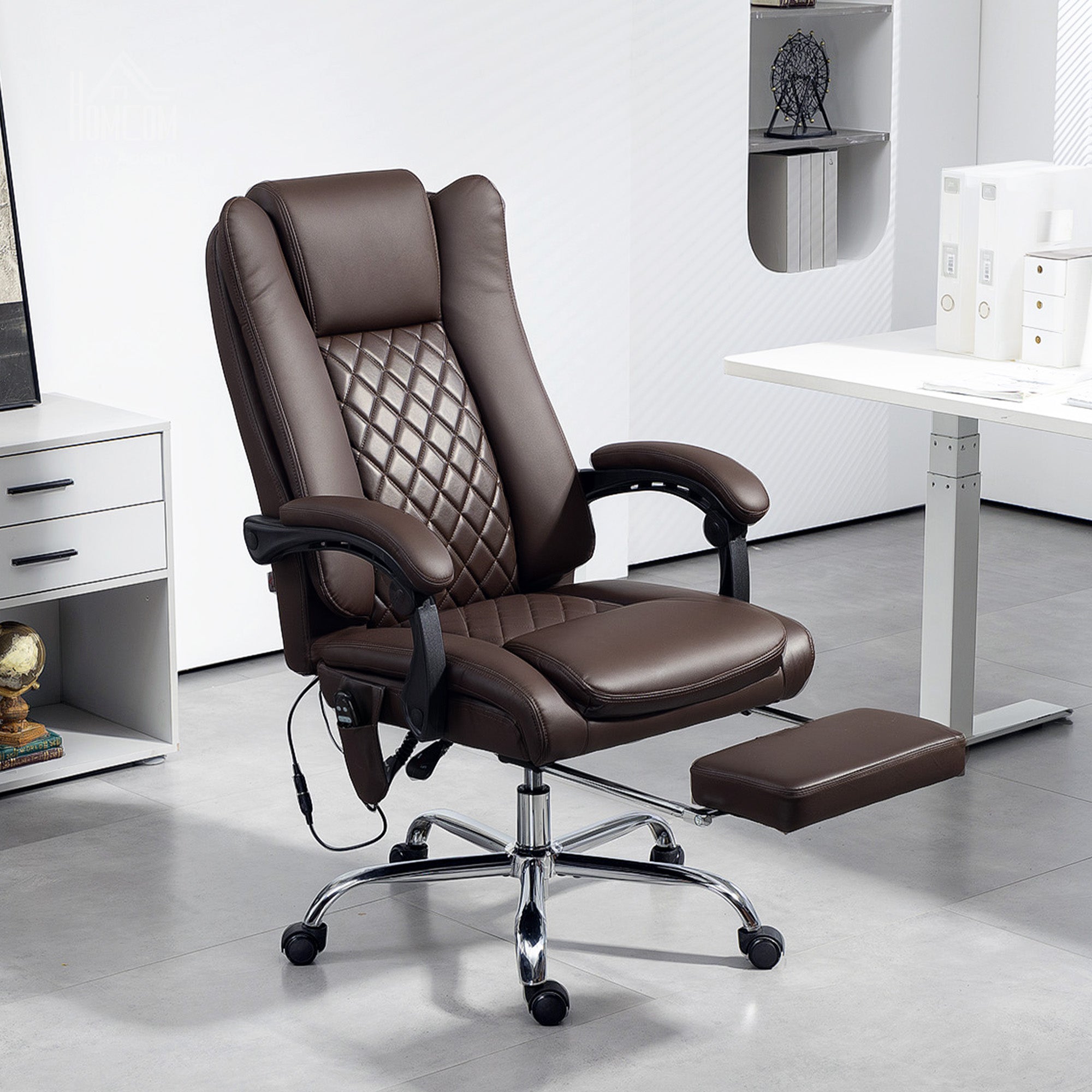 HOMCOM Executive Office Chair with 6-point Massage and Heat - Dark Brown