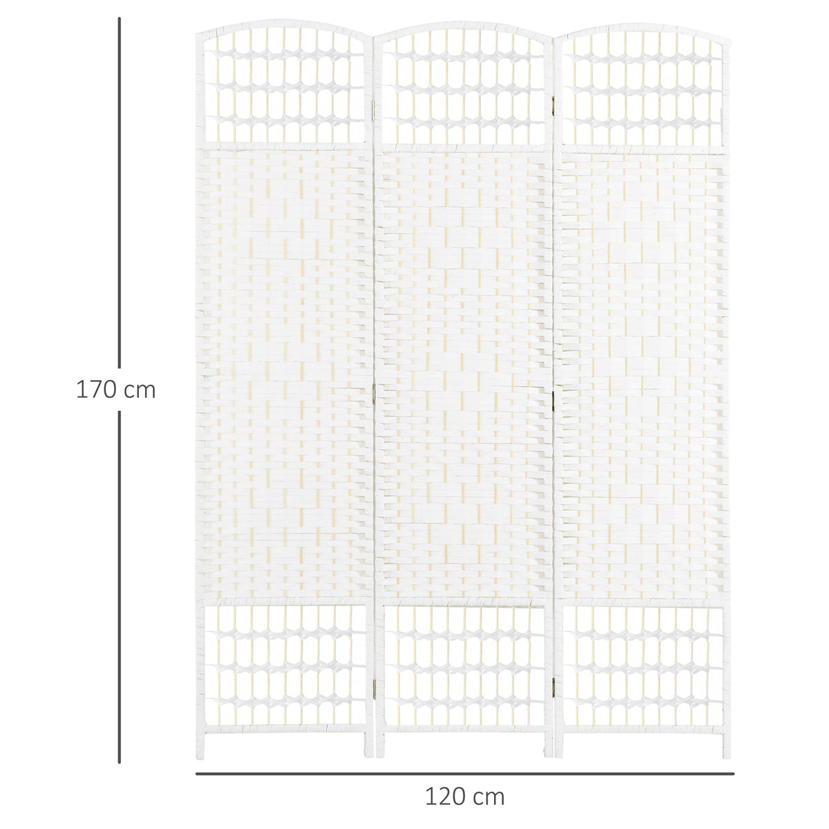 HOMCOM 3 Panel Folding Room Divider, Privacy Screen, Paravent Partition Separator for Living Room, Bedroom, White
