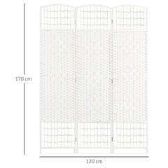 HOMCOM 3 Panel Folding Room Divider, Privacy Screen, Paravent Partition Separator for Living Room, Bedroom, White