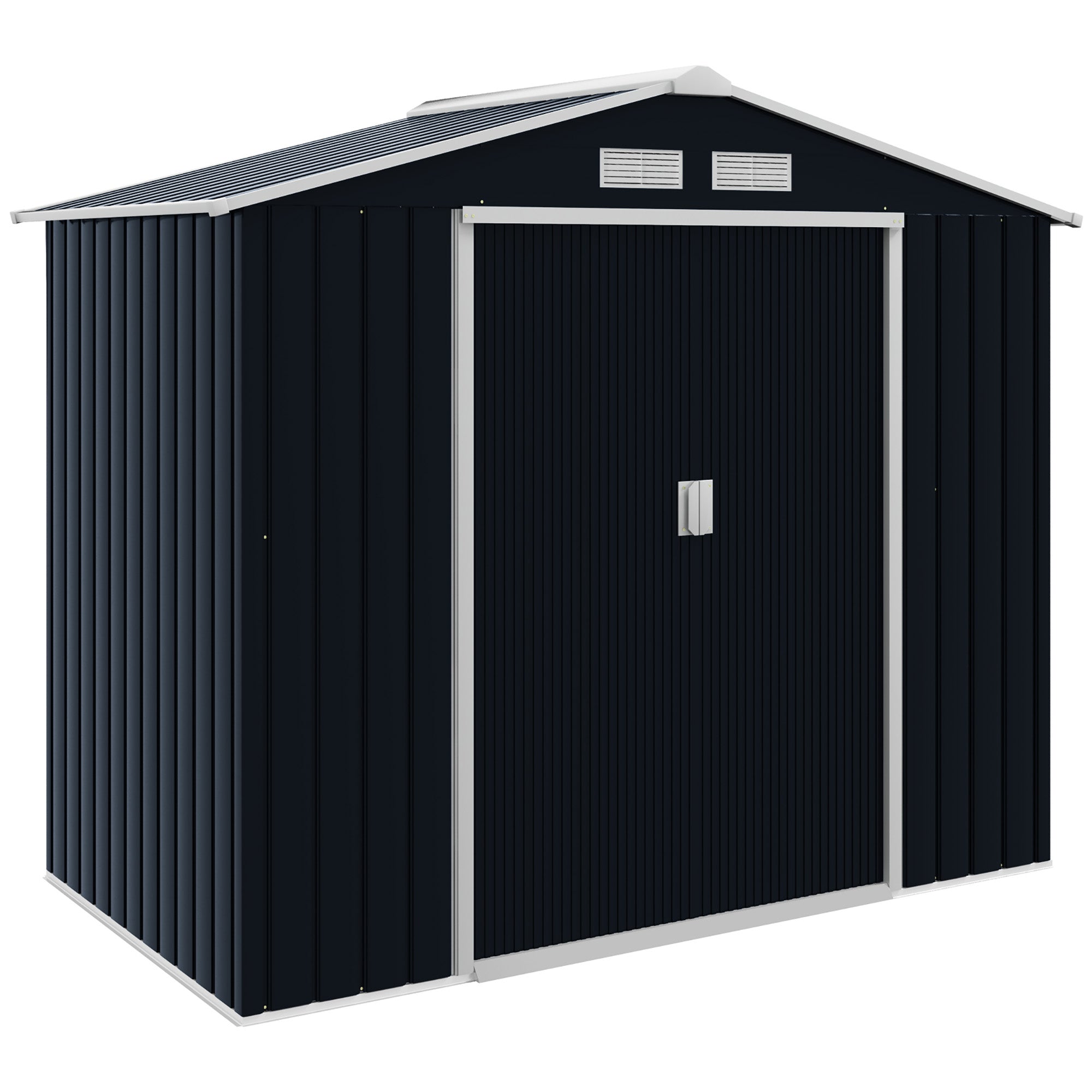 Outsunny 7 x 4ft Weatherproof Shed, Outdoor Bike Storage Shed with Ventilation Slots, Foundation Kit and Lockable Double Doors, Dark Grey
