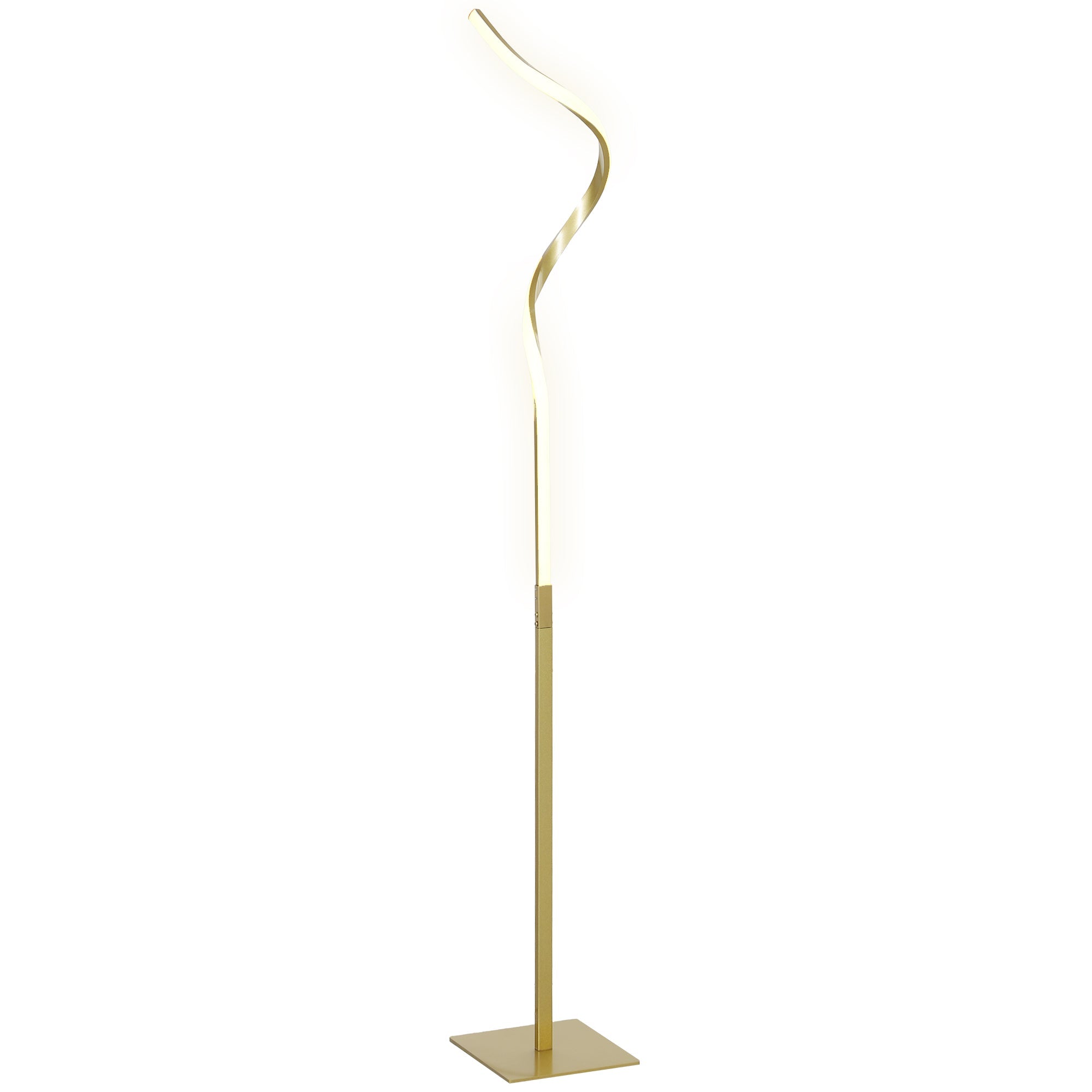 HOMCOM LED Floor Lamp with 3 Adjustable Brightness, Modern Dimmable Standing Lamp with Foot Switch for Bedroom, Living Room, Gold Tone