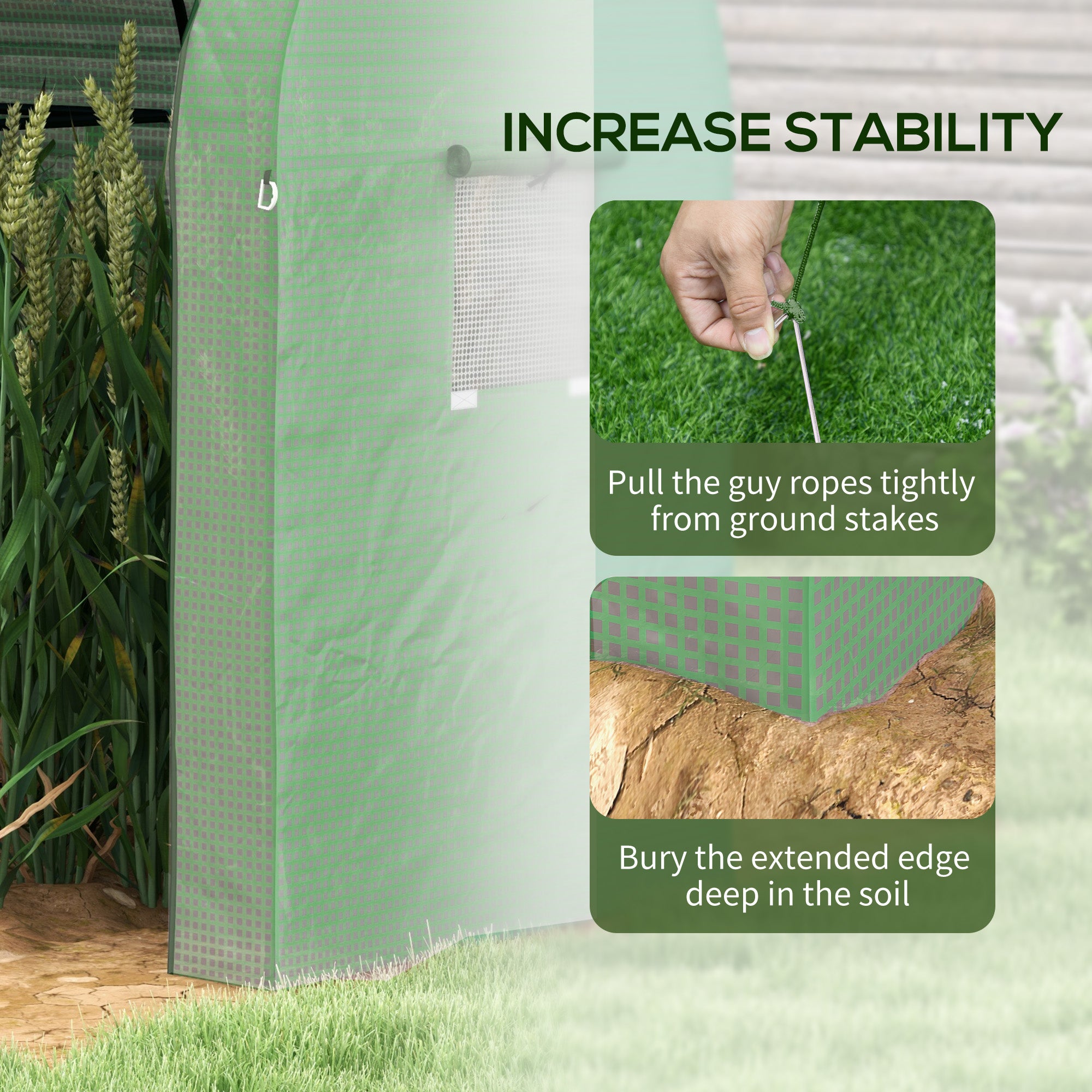 Outsunny Tomato Greenhouse, Garden Growhouse with 2 Roll-up Doors and 4 Mesh Windows, Portable Indoor Outdoor Green House, 185 x 94 x 150cm, Green