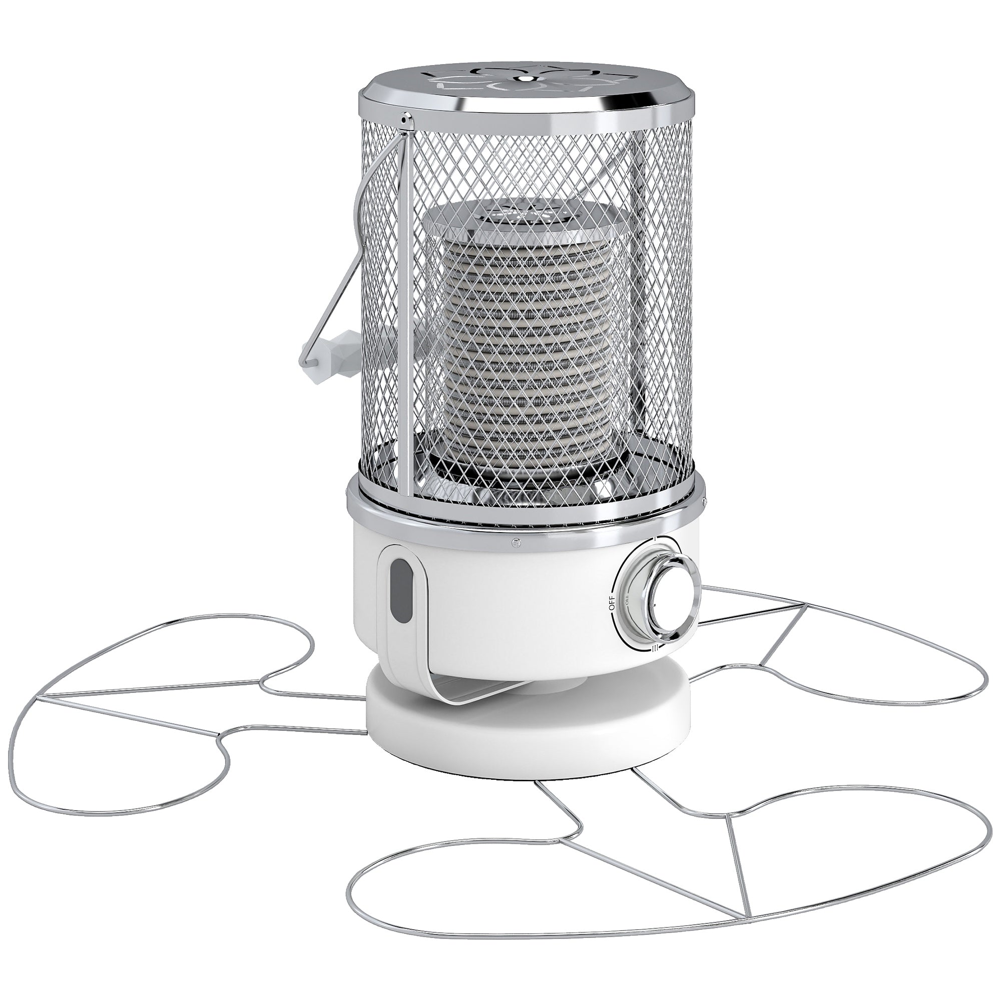 Outsunny 2000W Patio Electric Heater with 10-20㎡ Coverage, Separation Coil, Freestanding Outdoor Infrared Heater with Tip-Over Protection, Overheat Protection, Handle for Indoor and Outdoor Use, White