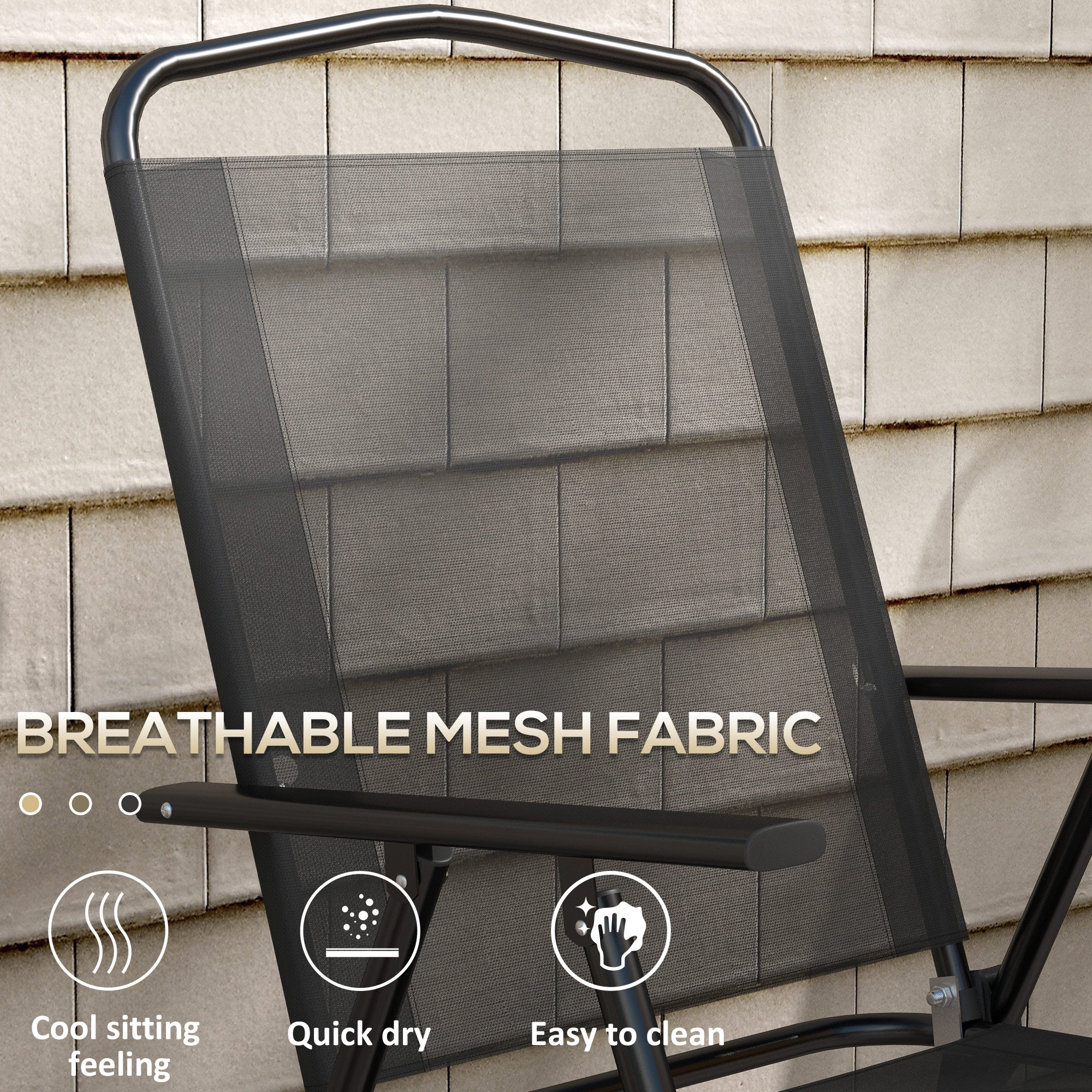 Outsunny Three-Piece Garden Seat Set, with Glass-Top Table - Black