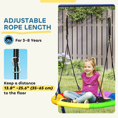 AIYAPLAY 6 in 1 Metal Kids Swing Set with 3 Swings, Climbing Ladder & Net, Basketball Hoop, for Ages 3-8