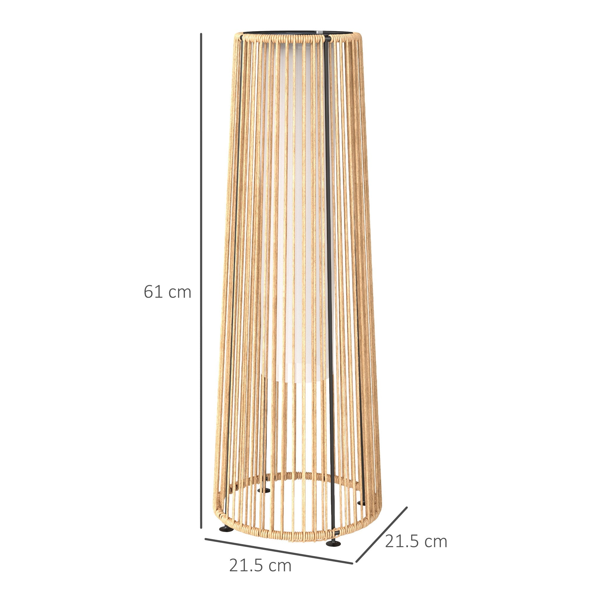 Outsunny Patio Garden Solar Powered Lights Woven Resin Wicker Lantern Auto On/Off