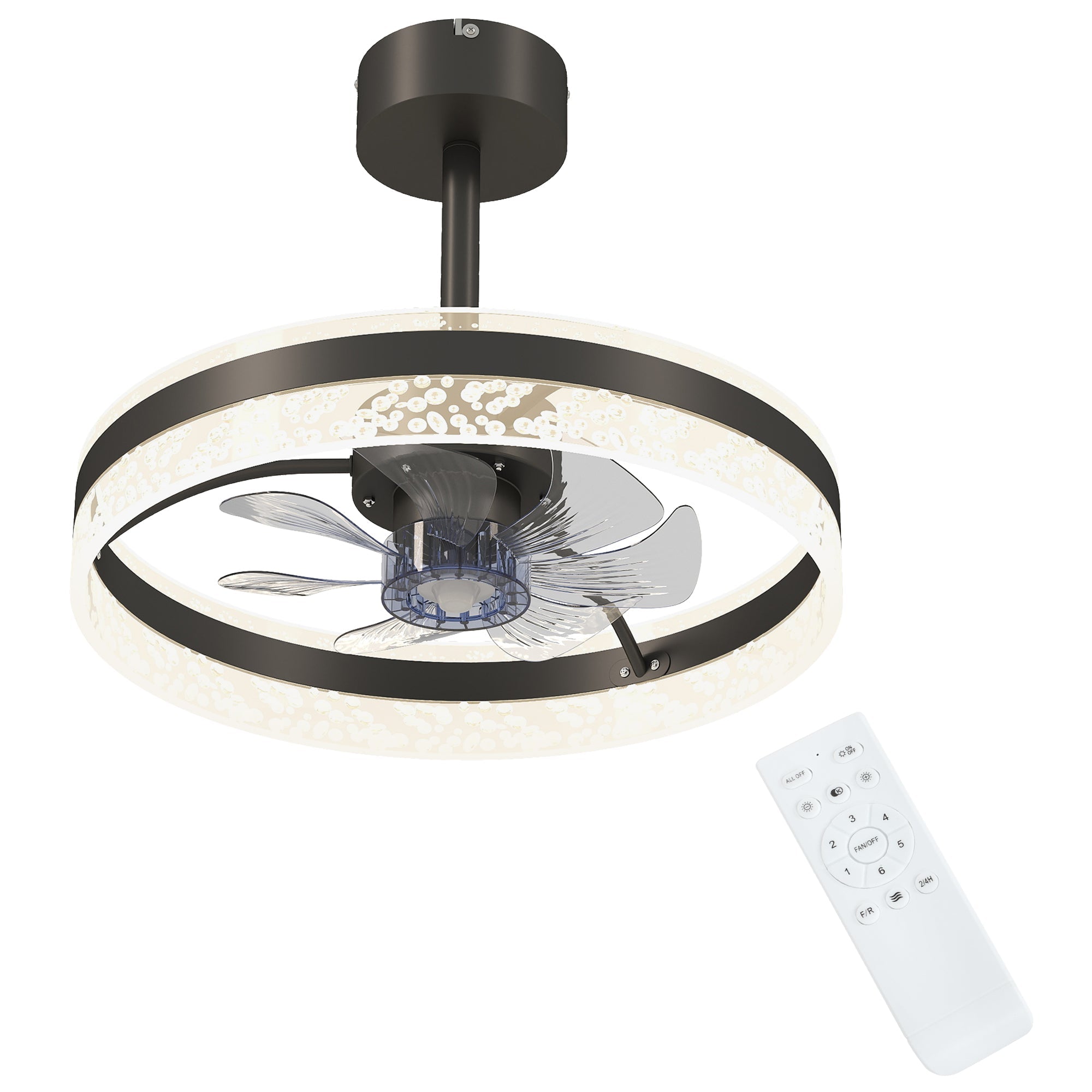 HOMCOM Ceiling Fan with LED Light and Remote - Black