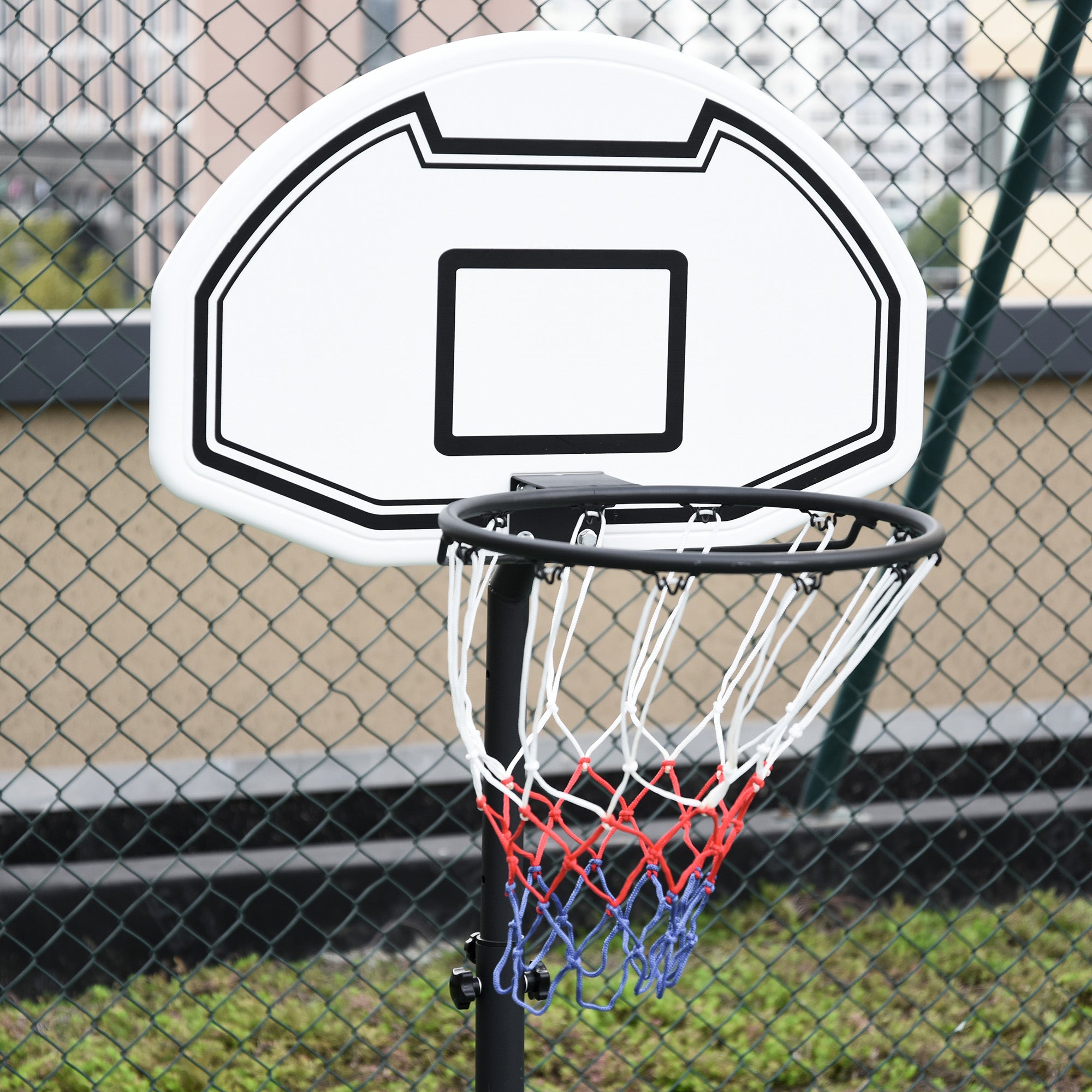HOMCOM 94-123cm Adjustable Height Basketball Hoop and Stand