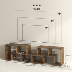 HOMCOM Three-Block Modular TV Stand - Rustic Brown