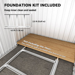 Outsunny Garden Metal Tool Storage Shed with Sliding Door, Sloped Roof and Foundation Kit, 152 x 132 x 188cm, Grey