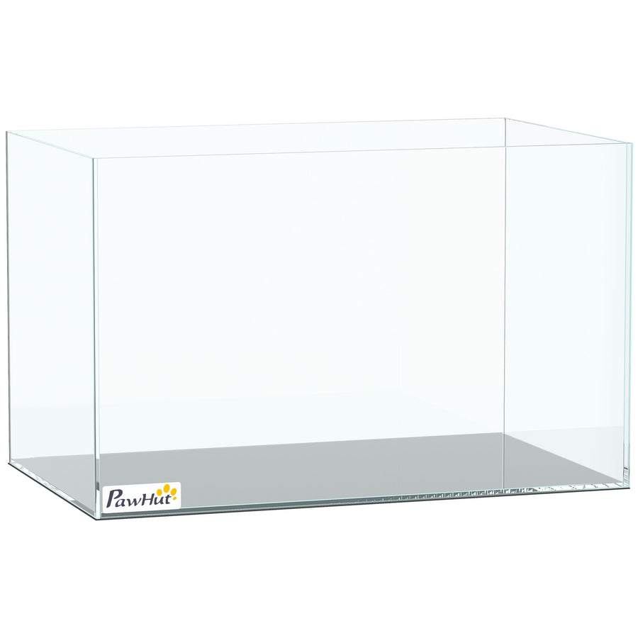 PawHut Fish Tank Bare Glass for DIY Glass Aquarium with Protective Base Mat 24L Transparent for Fish Shrimps