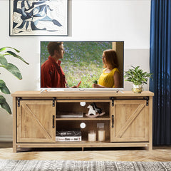 Modern TV Cabinet for 60-Inch TV Wooden Media Storage Shelves-Orange