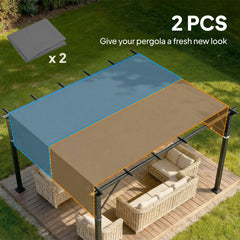 Outsunny 2 Pcs UV Protection Pergola Replacement Canopy, Pergola Shade Cover, Easy to Install, for 3 x 3(m) Pergola, Dark Grey