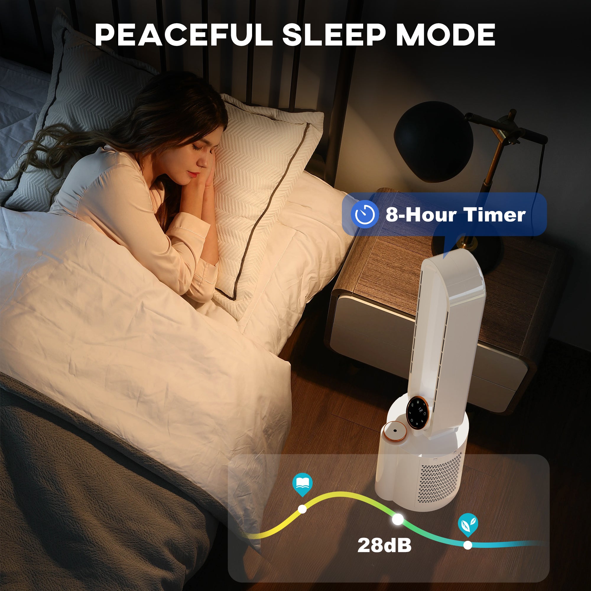 HOMCOM Multi-Mode Bladeless Tower Fan and Humidifier - White