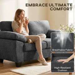 HOMCOM 2 Seater Sofa, 156cm Chenille Loveseat Sofa, Dark Grey